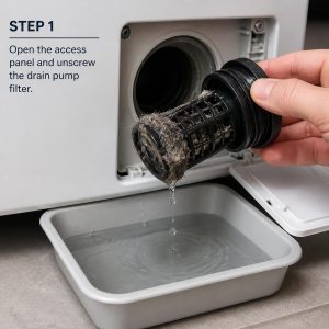 How to clean washing machine drain pump filter